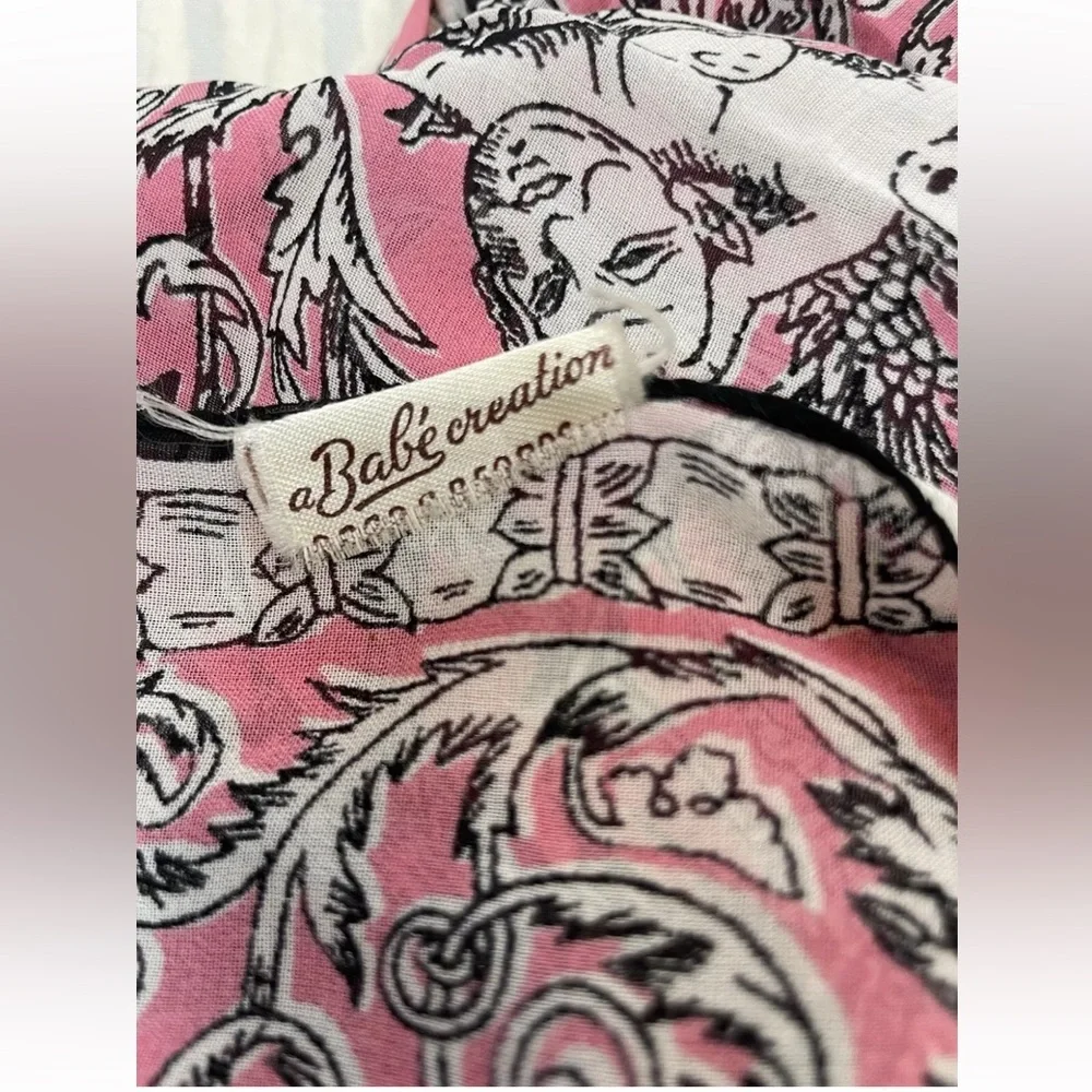 VINTAGE BABE CREATION Woman's Neck‎ Scarf Head Wrap Pink Black cherubs angels